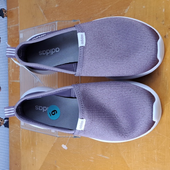 NWT Adidas Women's cloudfoam memory Lite Racer purple & white sz6 slip-on shoes - Picture 2 of 7